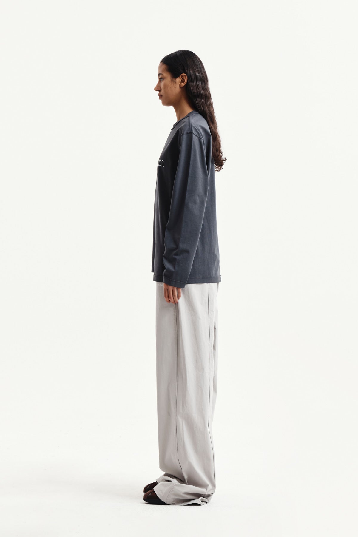 Matin Kim - Asymmetric Logo Top (Charcoal) product image 6 | TRAB K-Fashion Australia