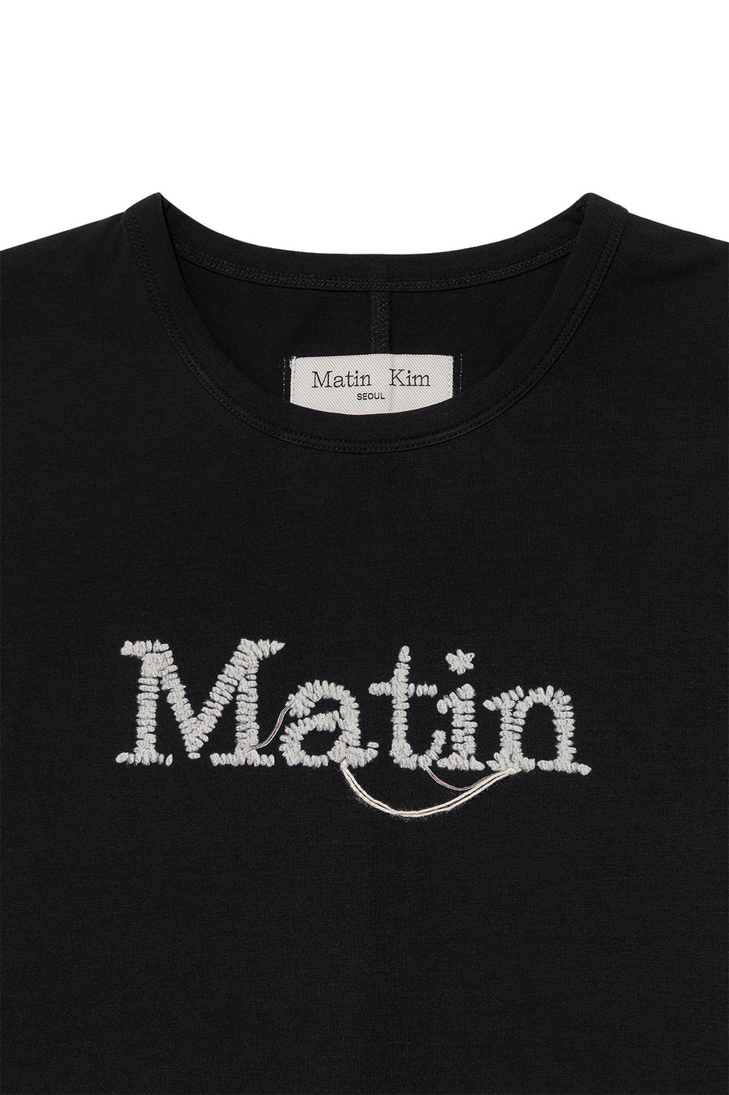 Matin Kim - Stitch Printing Detail Crop Top (Black) product image 3 | TRAB K-Fashion Australia