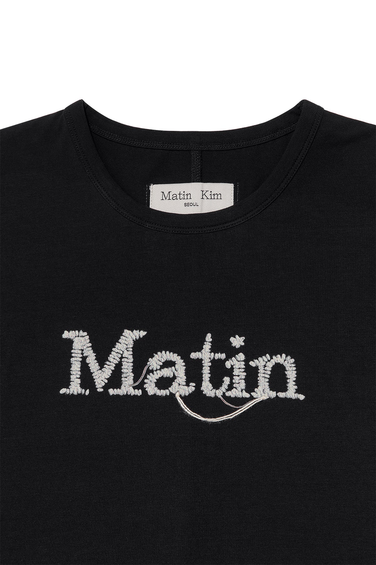 Matin Kim - Stitch Printing Detail Crop Top (Black) product image 3 | TRAB K-Fashion Australia