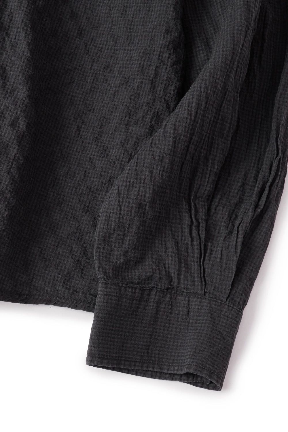 Hatchingroom - Band Collar Shirt Pin Check Dyed (Charcoal) product image 6 | TRAB K-Fashion Australia