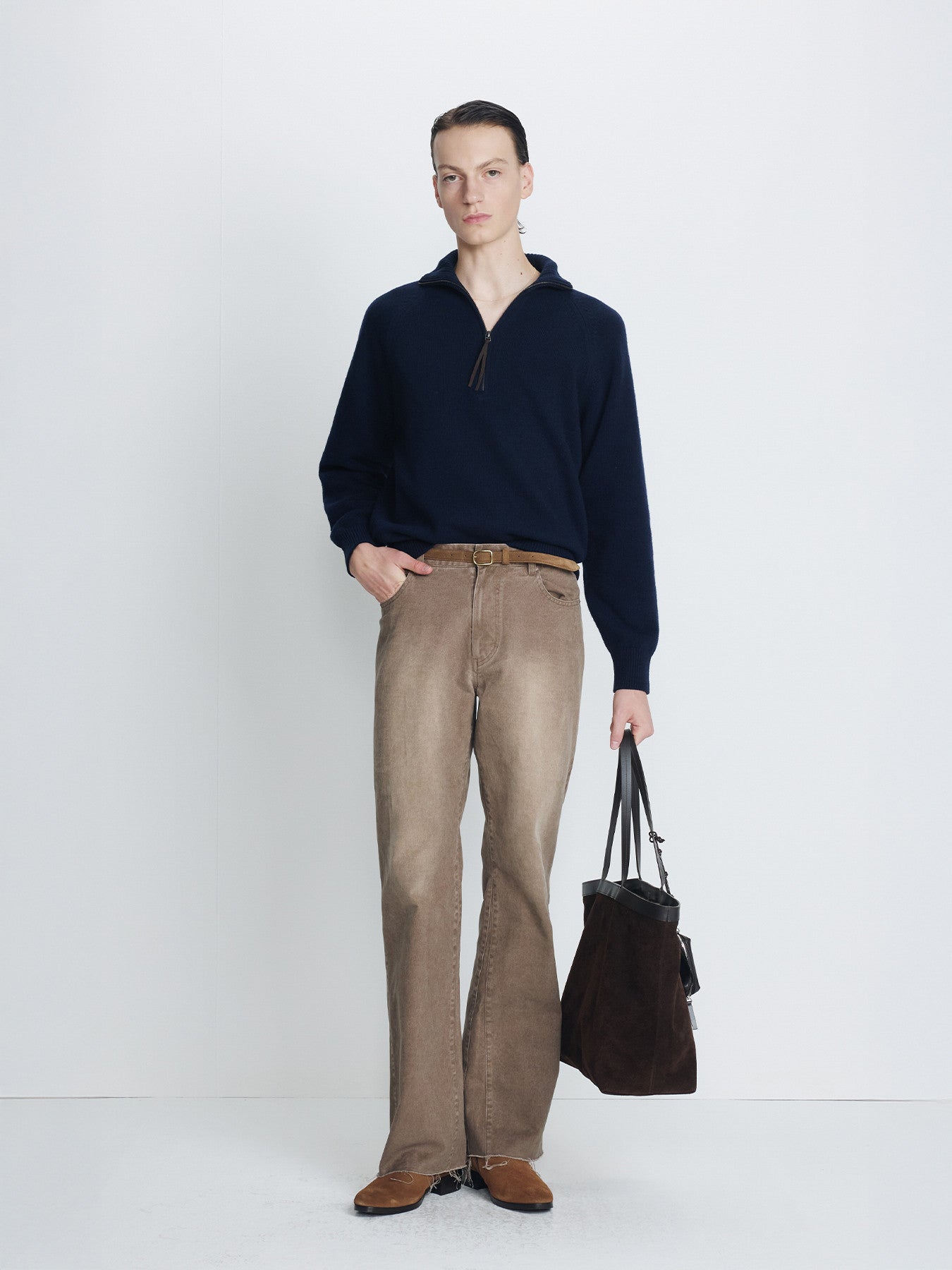 Tonywack - Re-Cut Brushed Cotton Flared Pants (Faded Brown) product image 2 | TRAB K-Fashion Australia