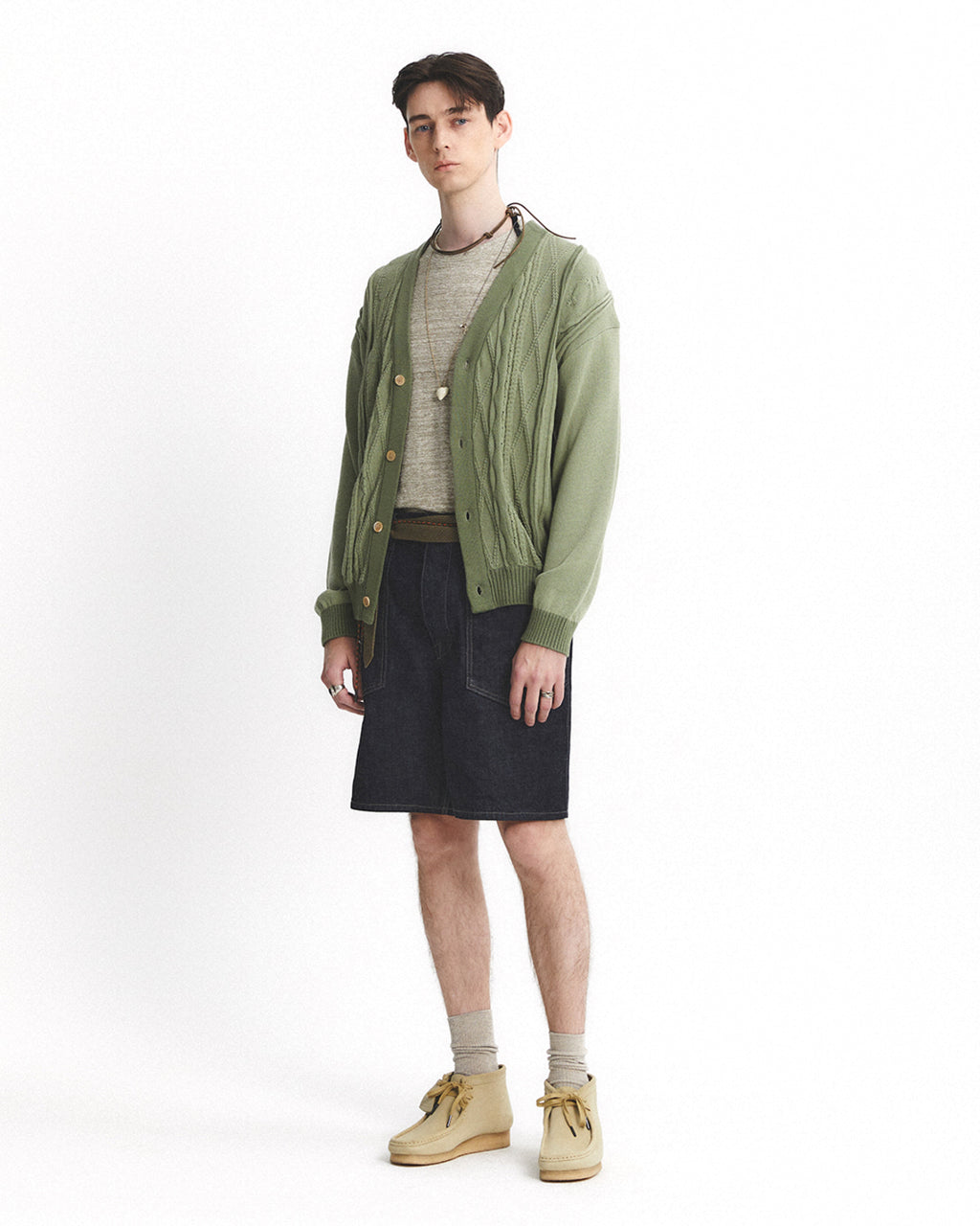 Eastlogue - Asymmetrical Cable Cardigan (Sage Green) product image 3 | TRAB K-Fashion Australia