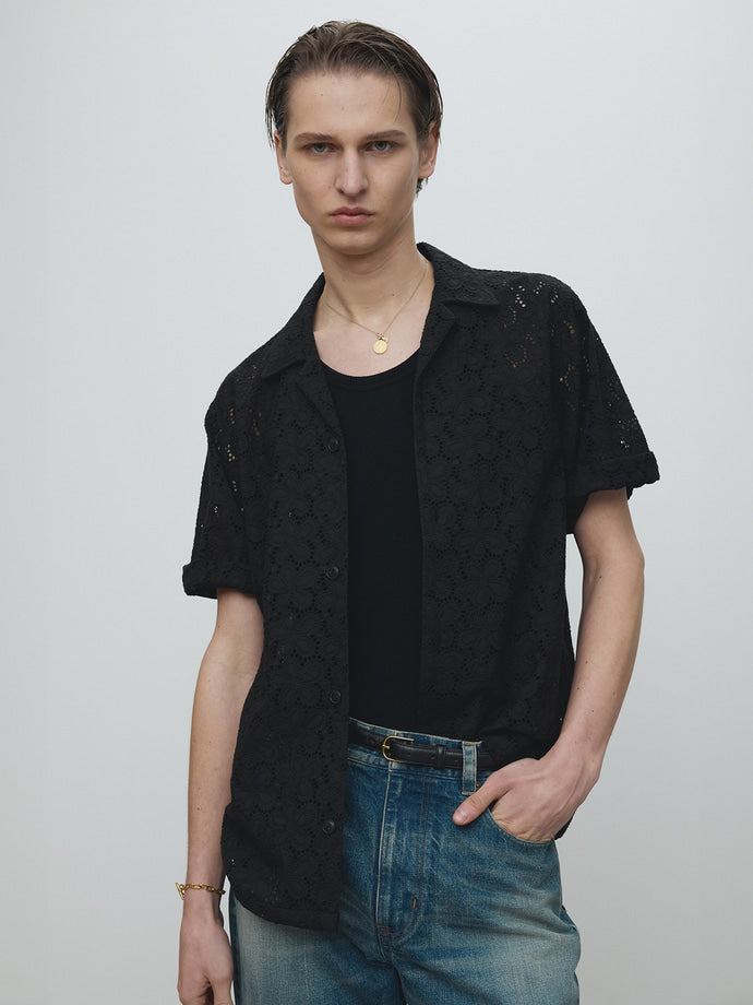 Tonywack - Crocheted Cotton Lace Shirt (Black) product image 4 | TRAB K-Fashion Australia