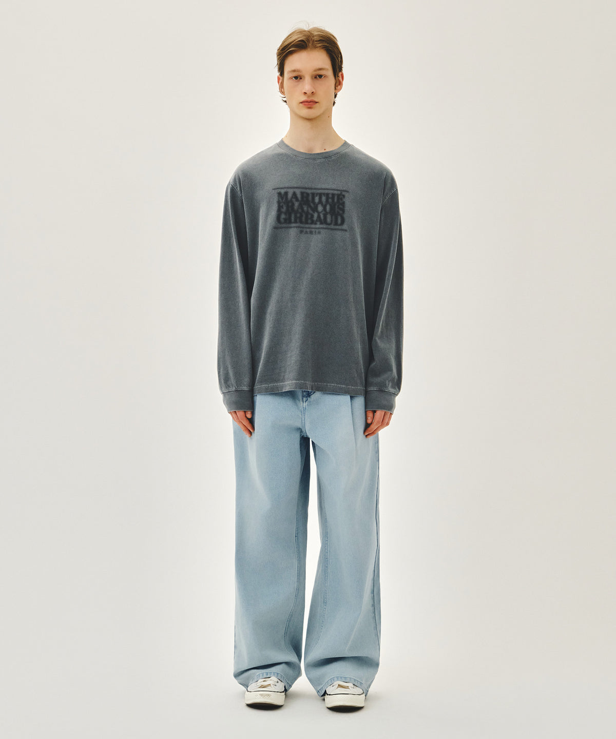 Marithe & Francois Girbaud - New M Low-waist Tuck Wide Denim Pants (Light Blue) product image 3 | TRAB K-Fashion Australia