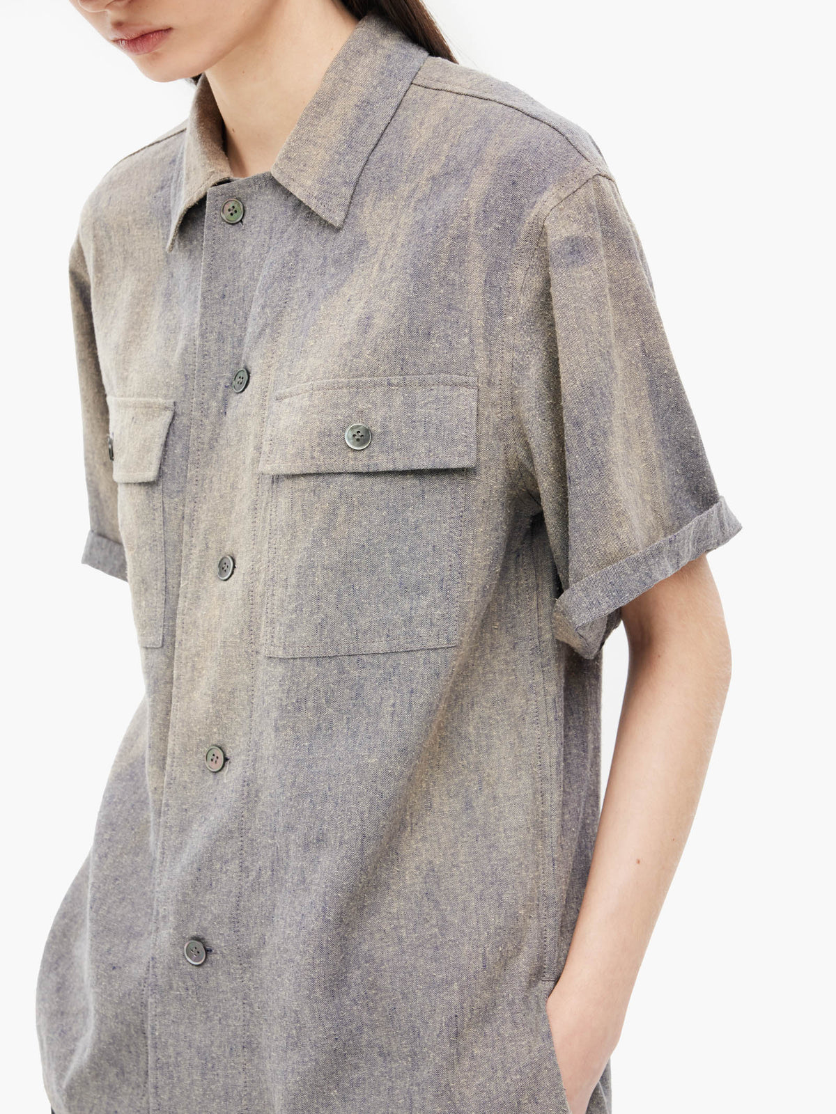 Jiyong Kim - Sun-Bleached Tailored Collar Shirt (Grey) product image 6 | TRAB K-Fashion Australia