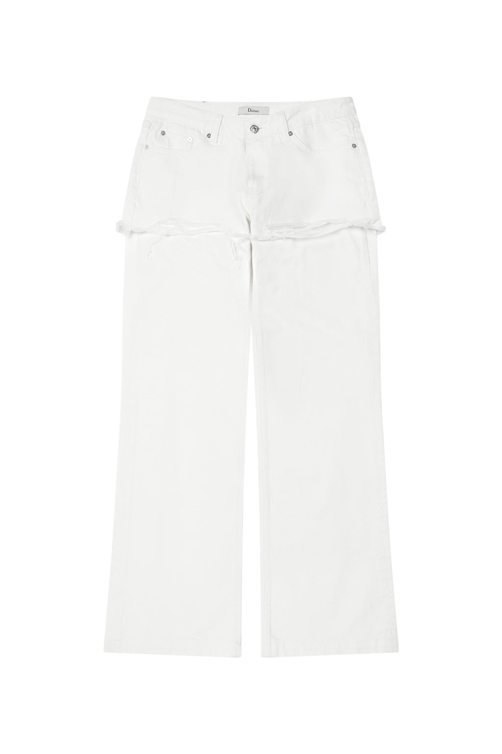 Deinet - Layered Semi Bootscut Denim Pants (White) product image 9 | TRAB K-Fashion Australia