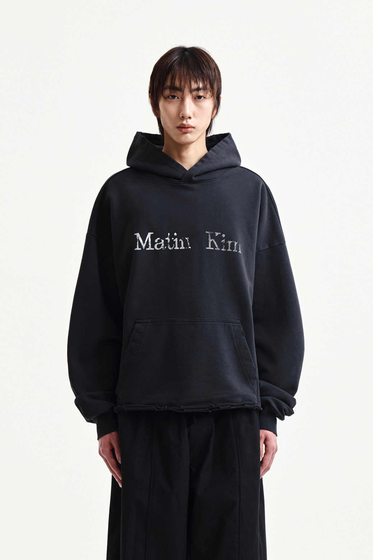 Matin Kim - Raw Edge Hem Sweat Hoody (Charcoal) product image 10 | TRAB K-Fashion Australia