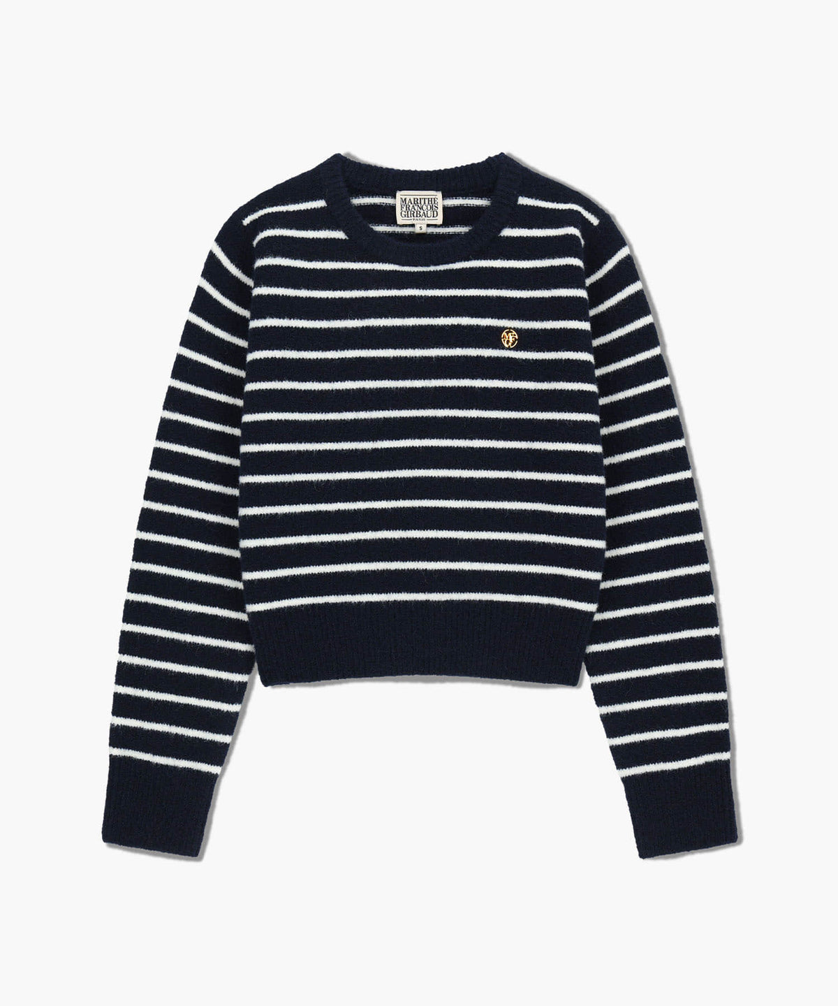 Marithe & Francois Girbaud - Crew Neck Stripe Crop Knit Pullover (Navy) product image 6 | TRAB K-Fashion Australia