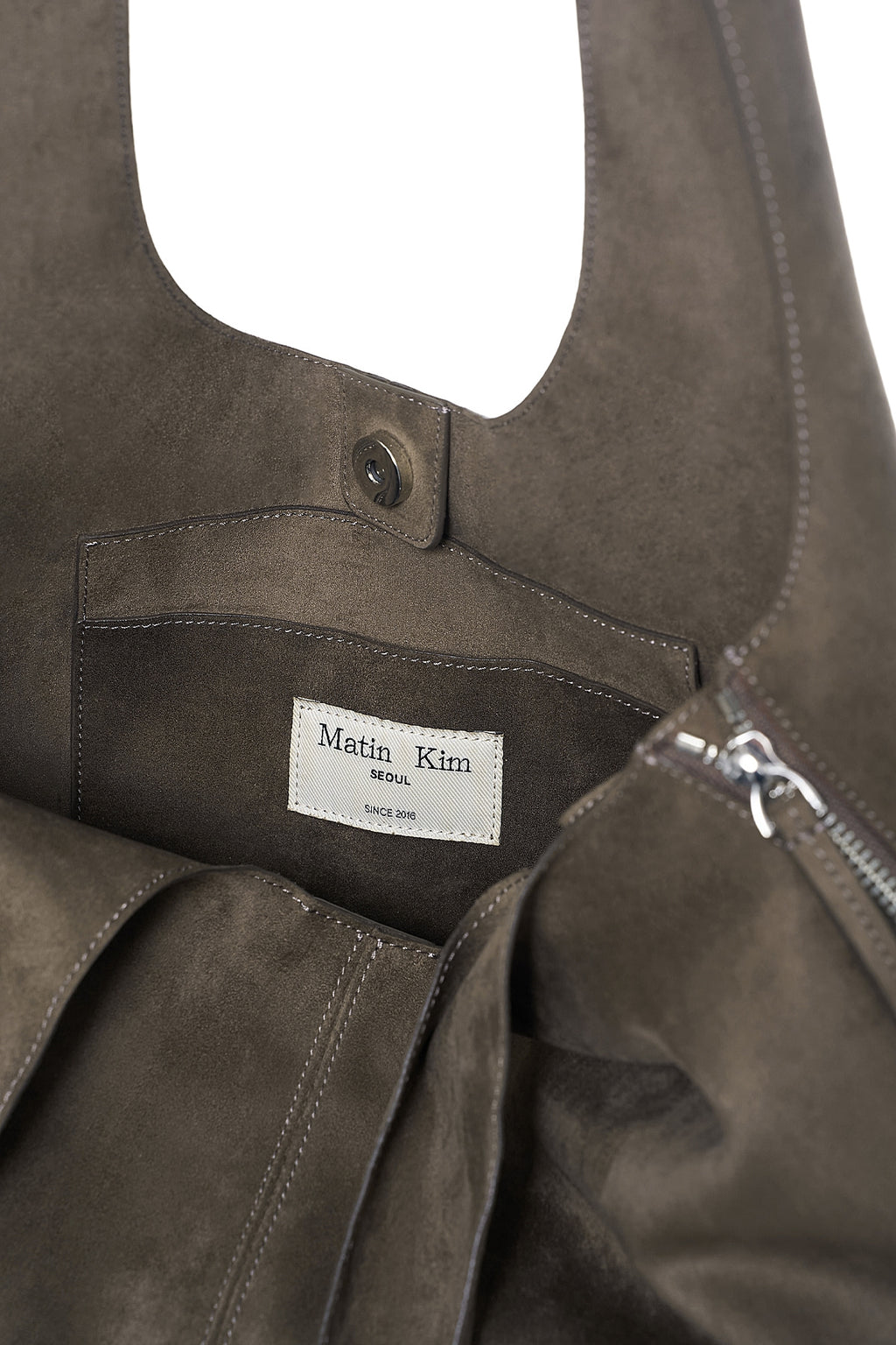 Matin Kim - Side Zip Suede Shoulder Bag (Charcoal) product image 5 | TRAB K-Fashion Australia