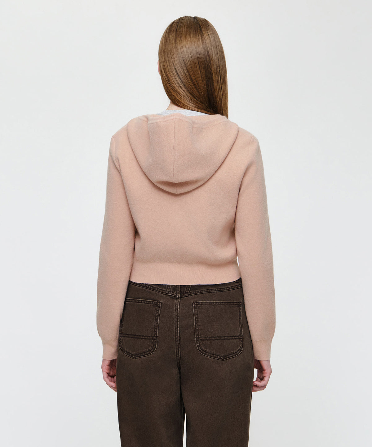 Marithe & Francois Girbaud - Ribbon Classic Logo Crop Knit Hoodie Zipup (Dark Pink) product image 3 | TRAB K-Fashion Australia