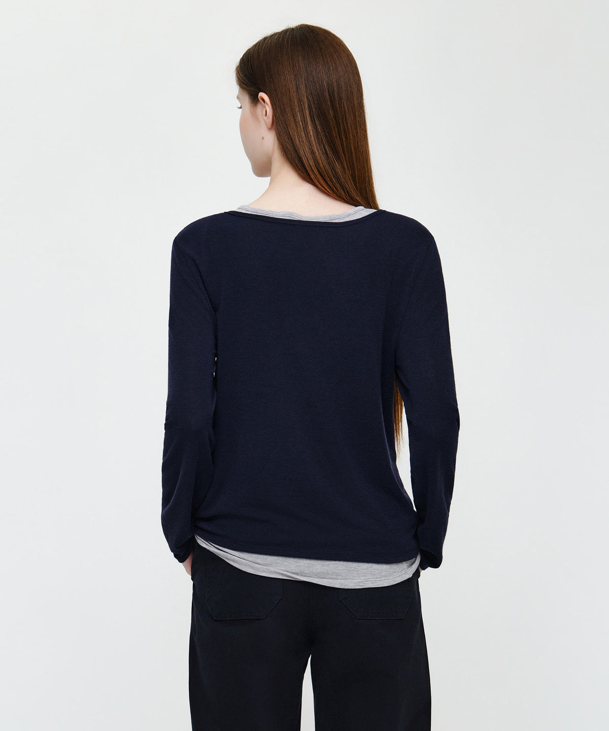 Marithe & Francois Girbaud - Henley Neck Layered Long Sleeve Tee (Navy) product image 3 | TRAB K-Fashion Australia