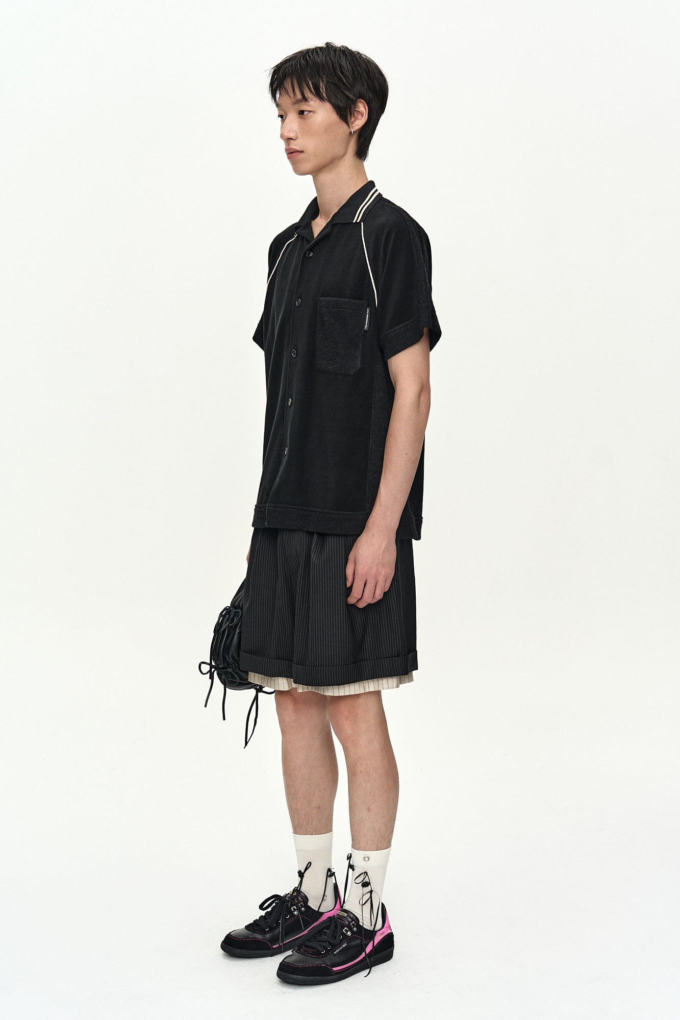 Andersson Bell - Inside-Out Stripe Layered Shorts (Black) product image 2 | TRAB K-Fashion Australia