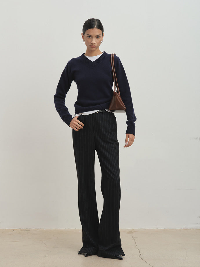 Tonywack - Striped Wool Flared Trousers (Black Stripe) product image 5 | TRAB K-Fashion Australia