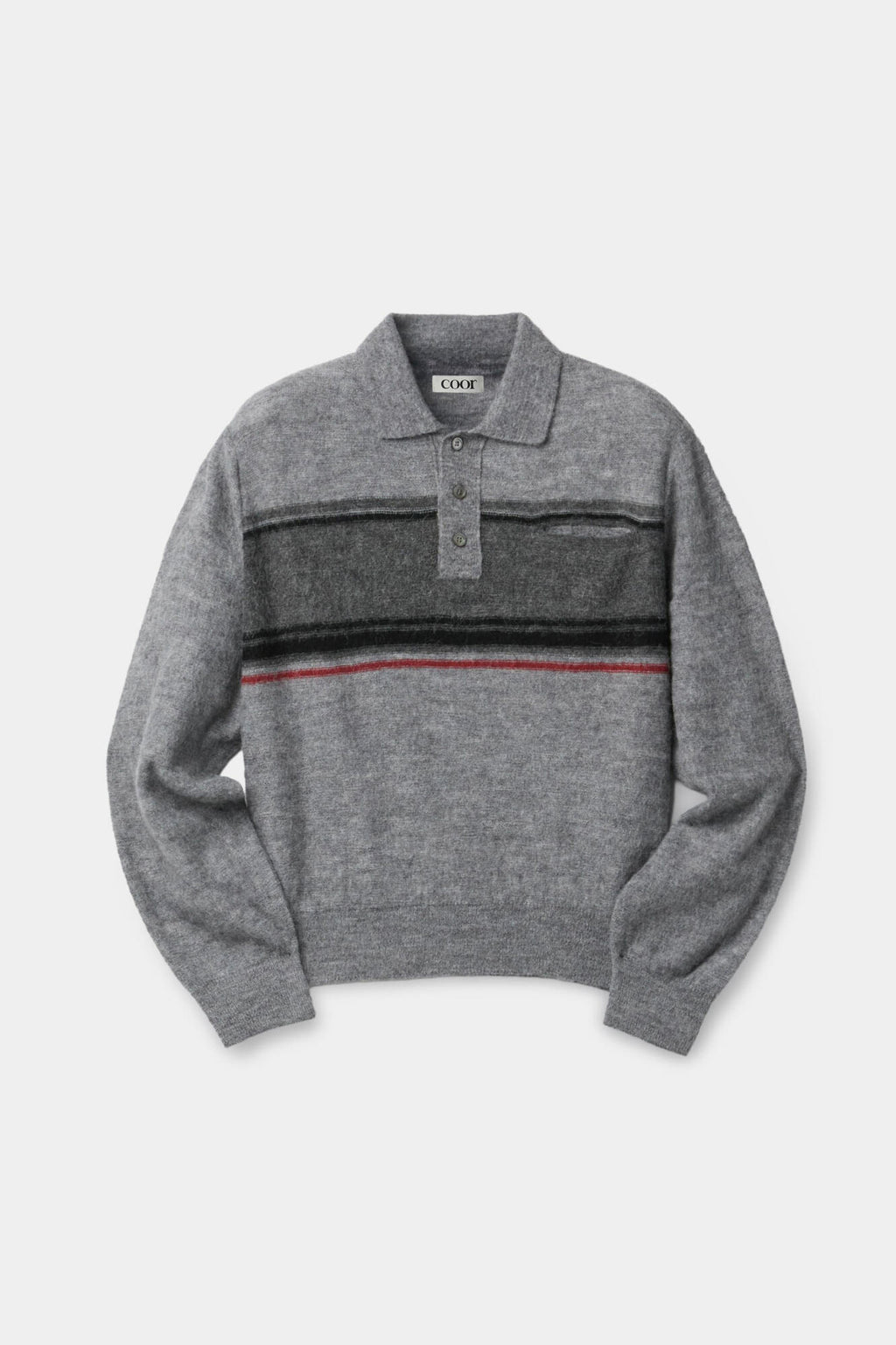 Coor - Alpaca Blend Striped Polo Sweater (Melange Gray) product image 1 | TRAB K-Fashion Australia