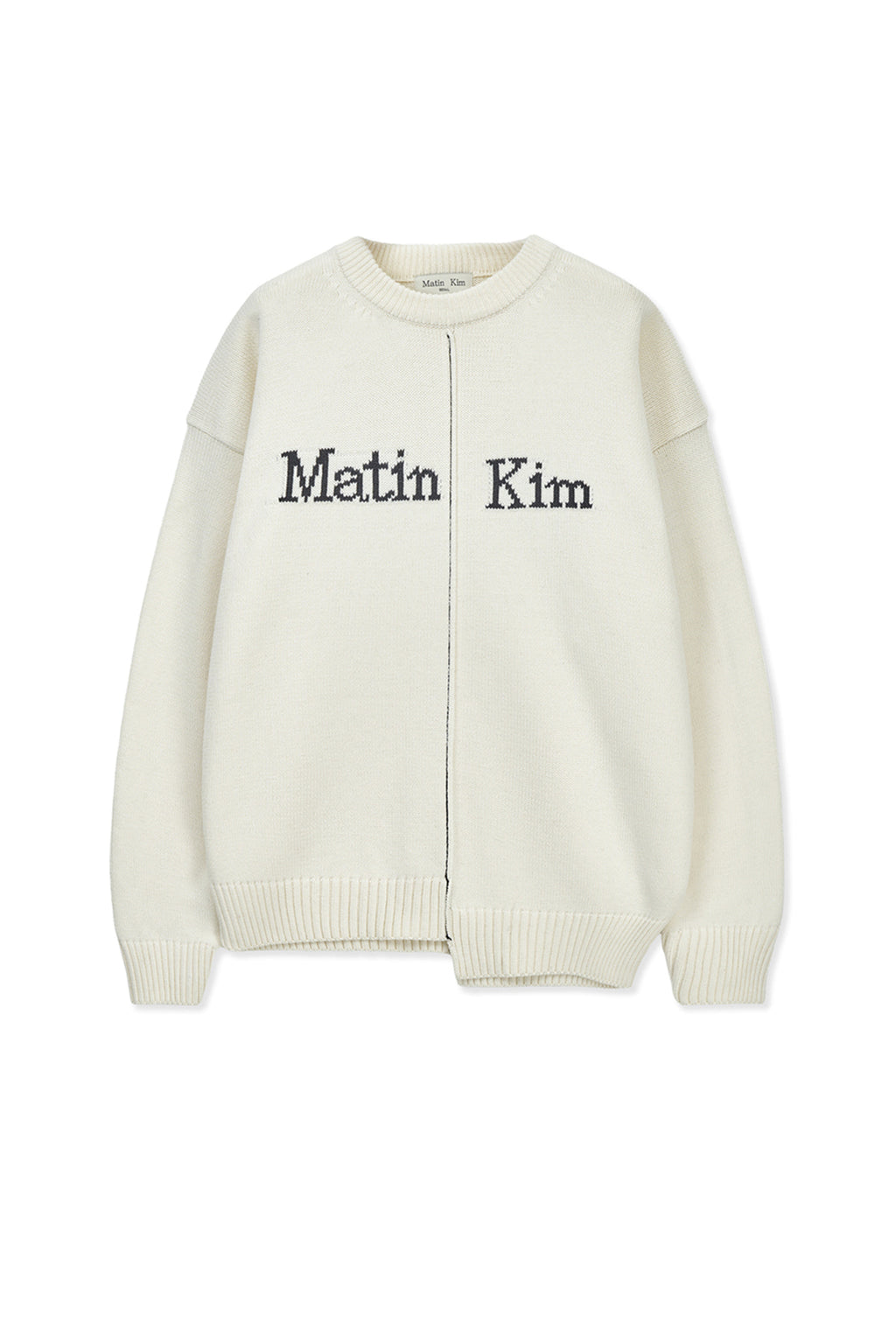 Matin Kim - Asymmetric Logo Knit Pullover (Ivory) product image 1 | TRAB K-Fashion Australia