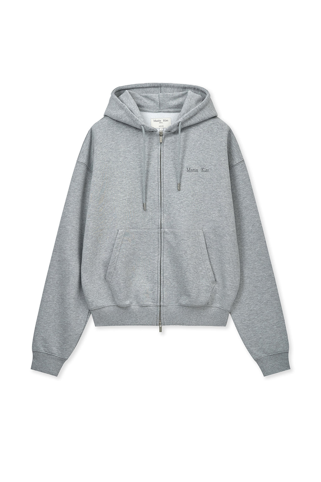 Matin Kim - Back Logo Essential Hoody Zip Up (Grey) product image 1 | TRAB K-Fashion Australia