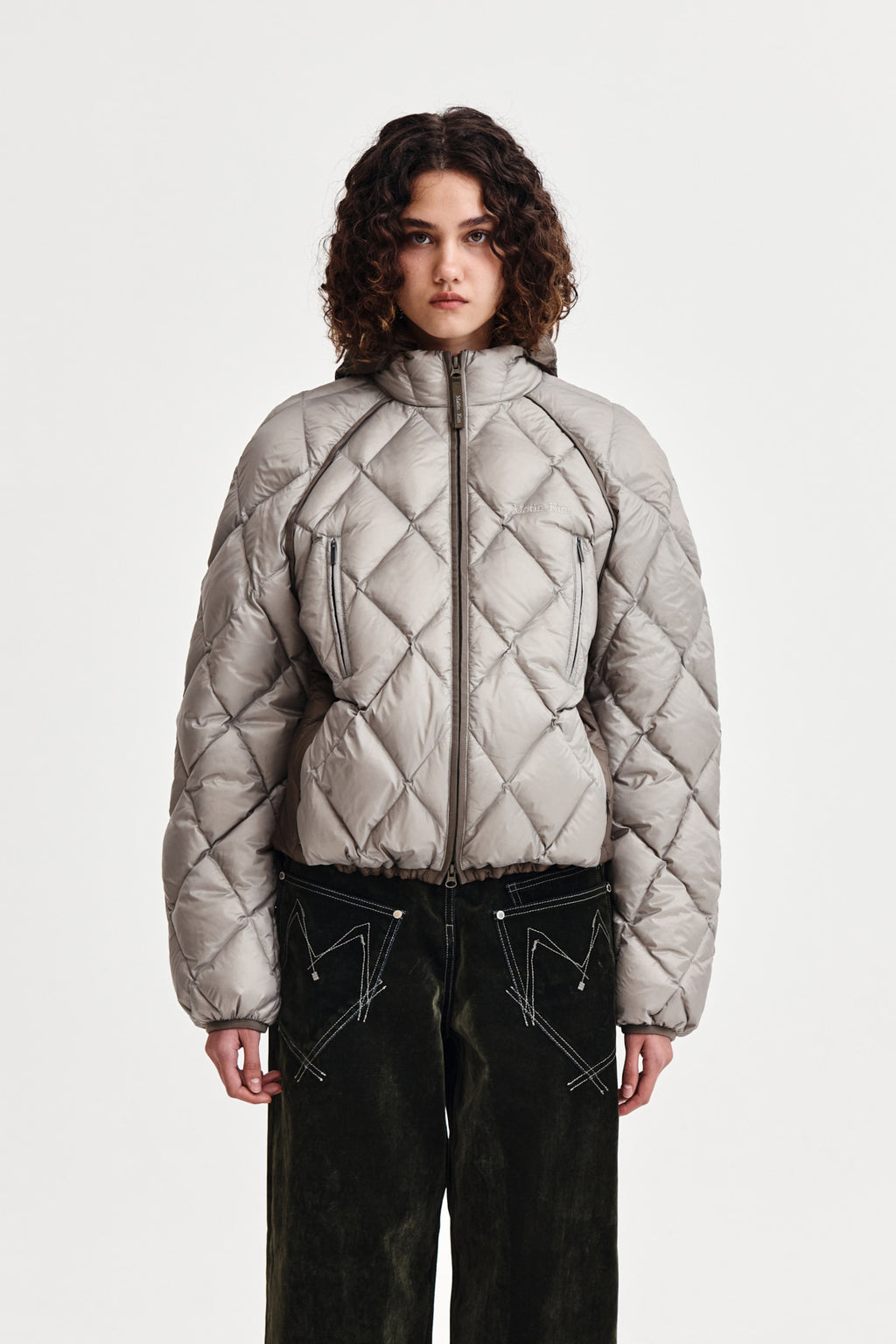 Matin Kim - Quilting Hoody Lightweight Jumper (Beige) product image 15 | TRAB K-Fashion Australia