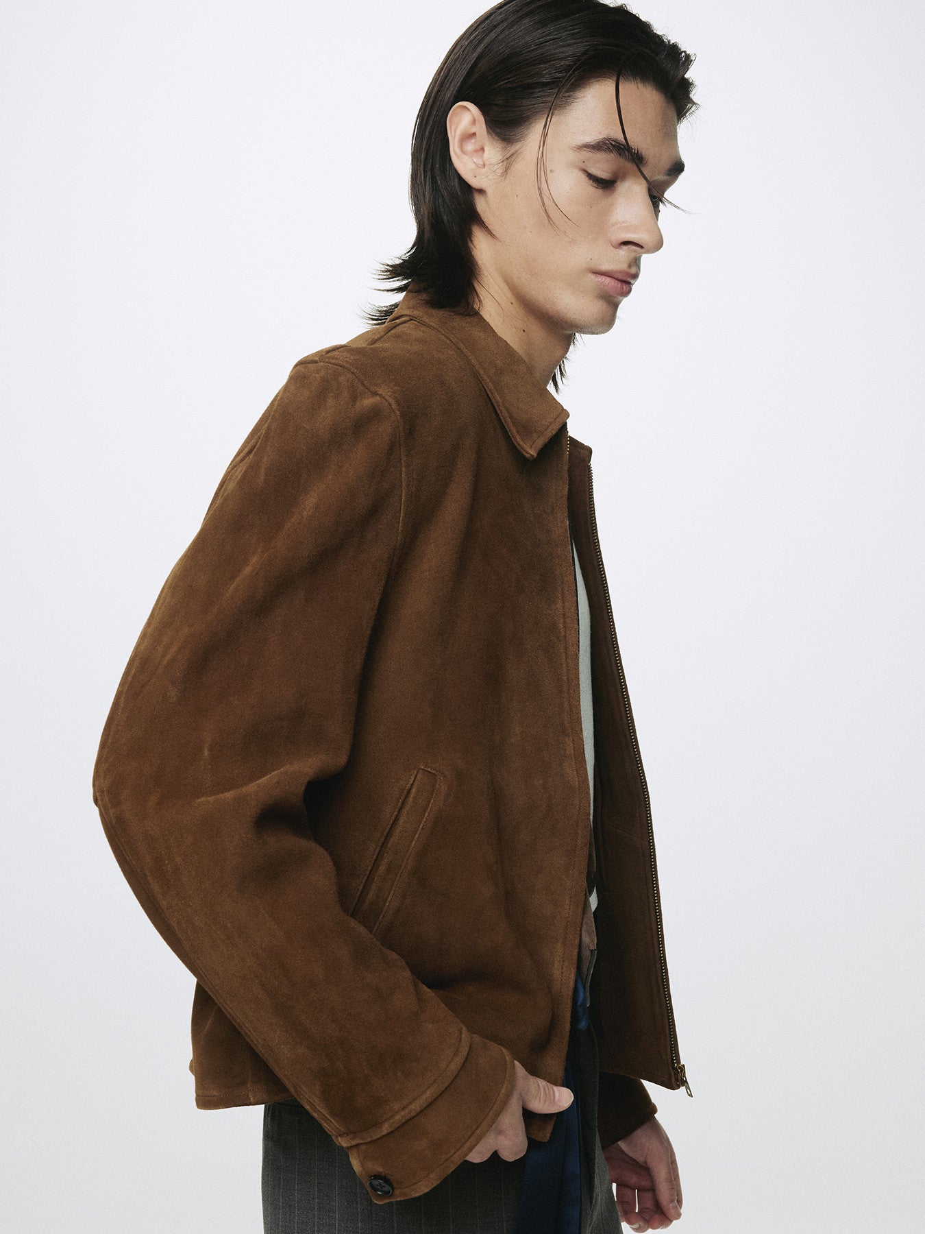Tonywack - Goat Suede Buckle Zip Jacket (Camel Brown) product image 7 | TRAB K-Fashion Australia
