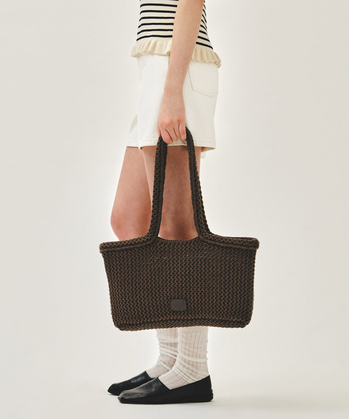 Marithe & Francois Girbaud - Classic Logo Net Shoulder Bag (Dark Brown) product image 6 | TRAB K-Fashion Australia