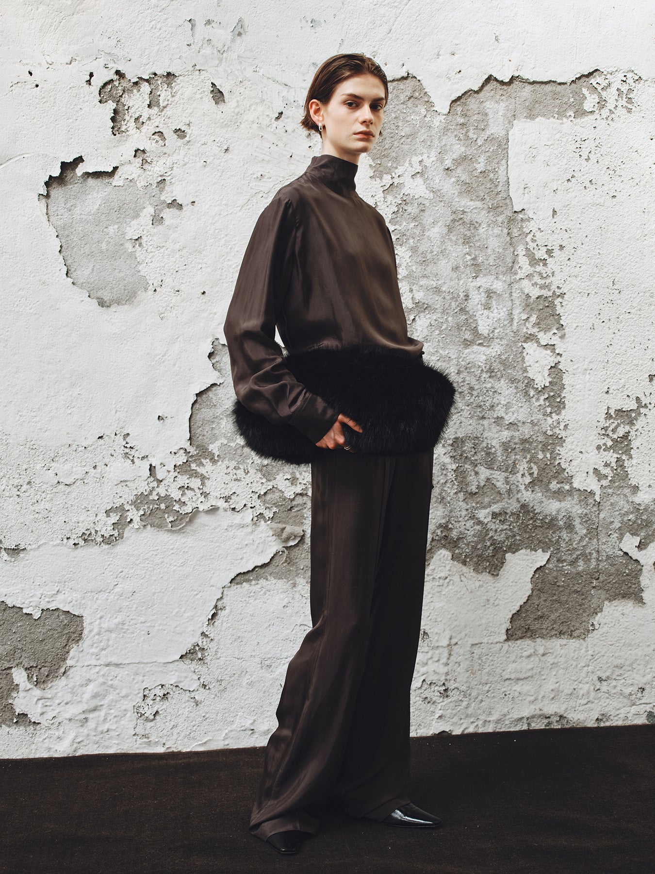 Tonywack - Liquid Flared Tailored Trousers (Grey Khaki) product image 7 | TRAB K-Fashion Australia