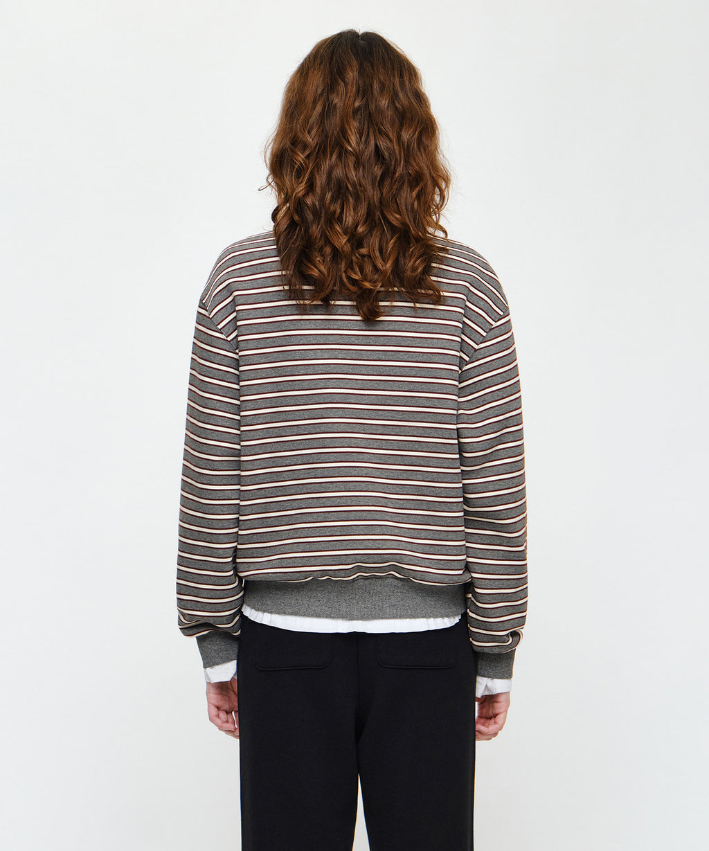 Marithe & Francois Girbaud - Small Classic Logo V Neck Balloon Sweatshirt (Stripe) product image 3 | TRAB K-Fashion Australia