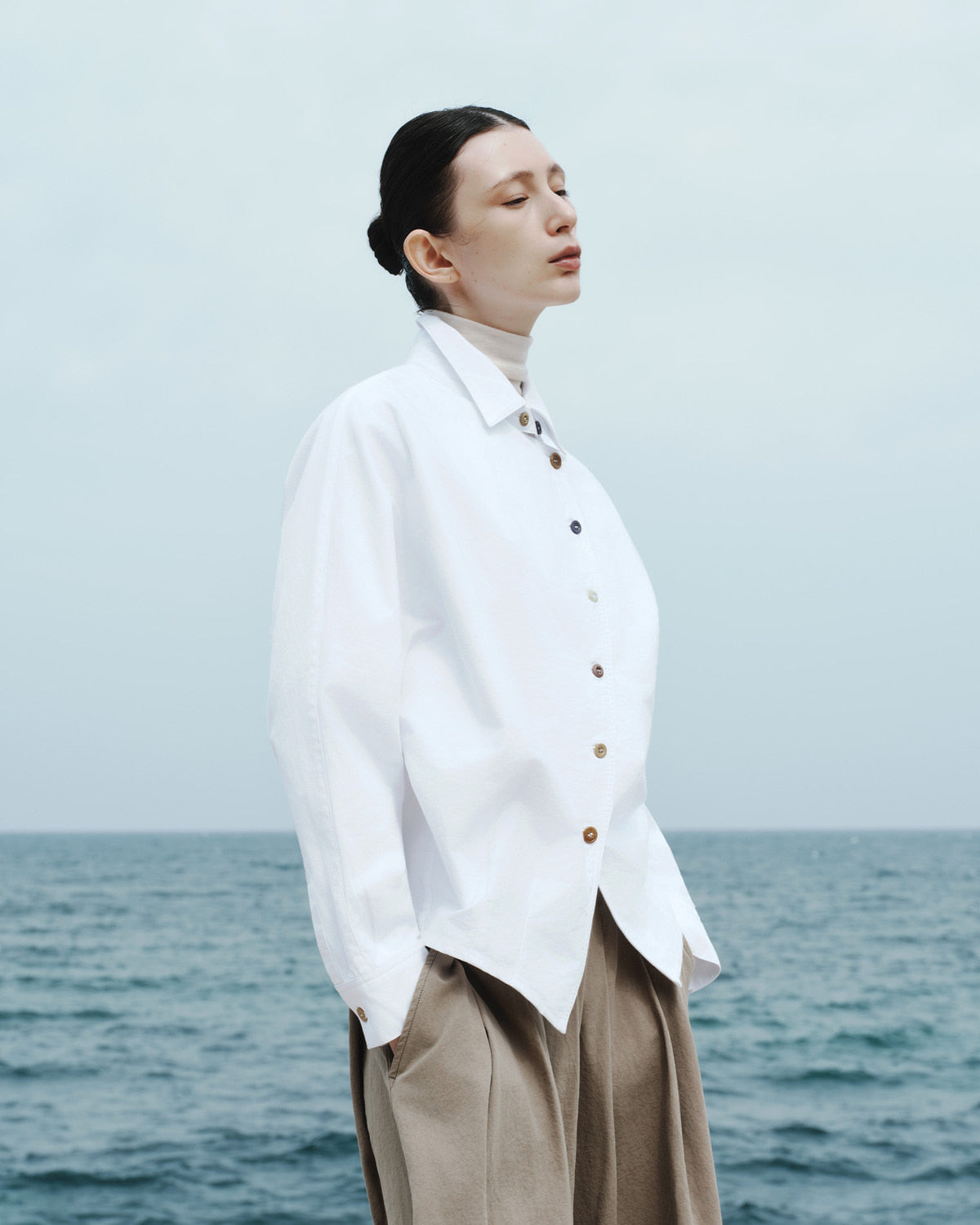 Eastlogue - Antique Slant Blouse (White Oxford) product image 2 | TRAB K-Fashion Australia