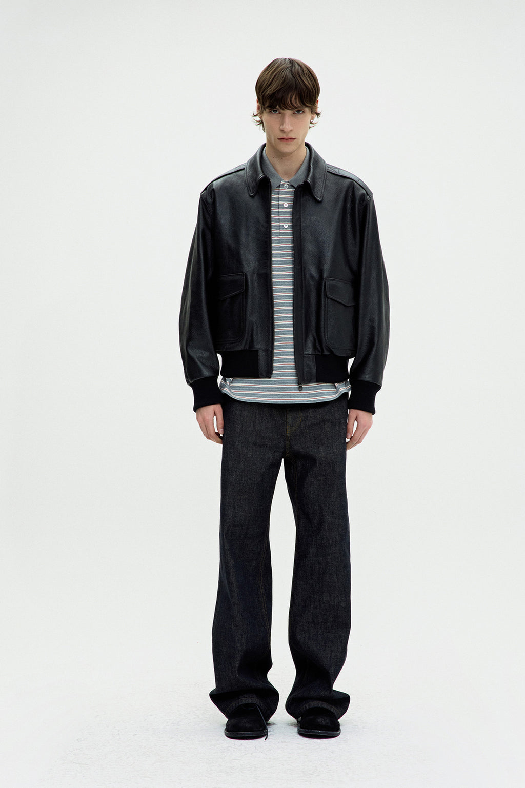 Coor - Goat Skin A-2 Leather Jacket (Black) product image 2 | TRAB K-Fashion Australia