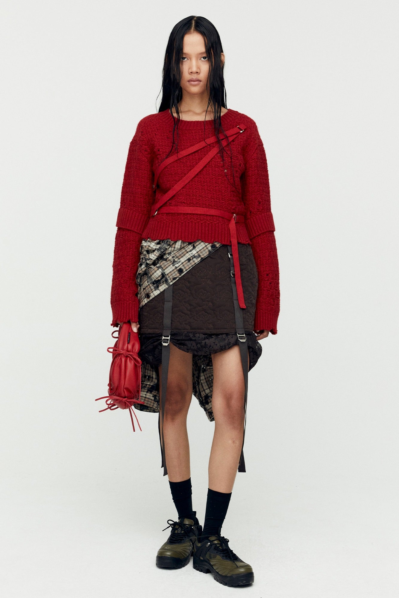 Andersson Bell - Nora Strap Knit Pullover (Scarlet) product image 1 | TRAB K-Fashion Australia
