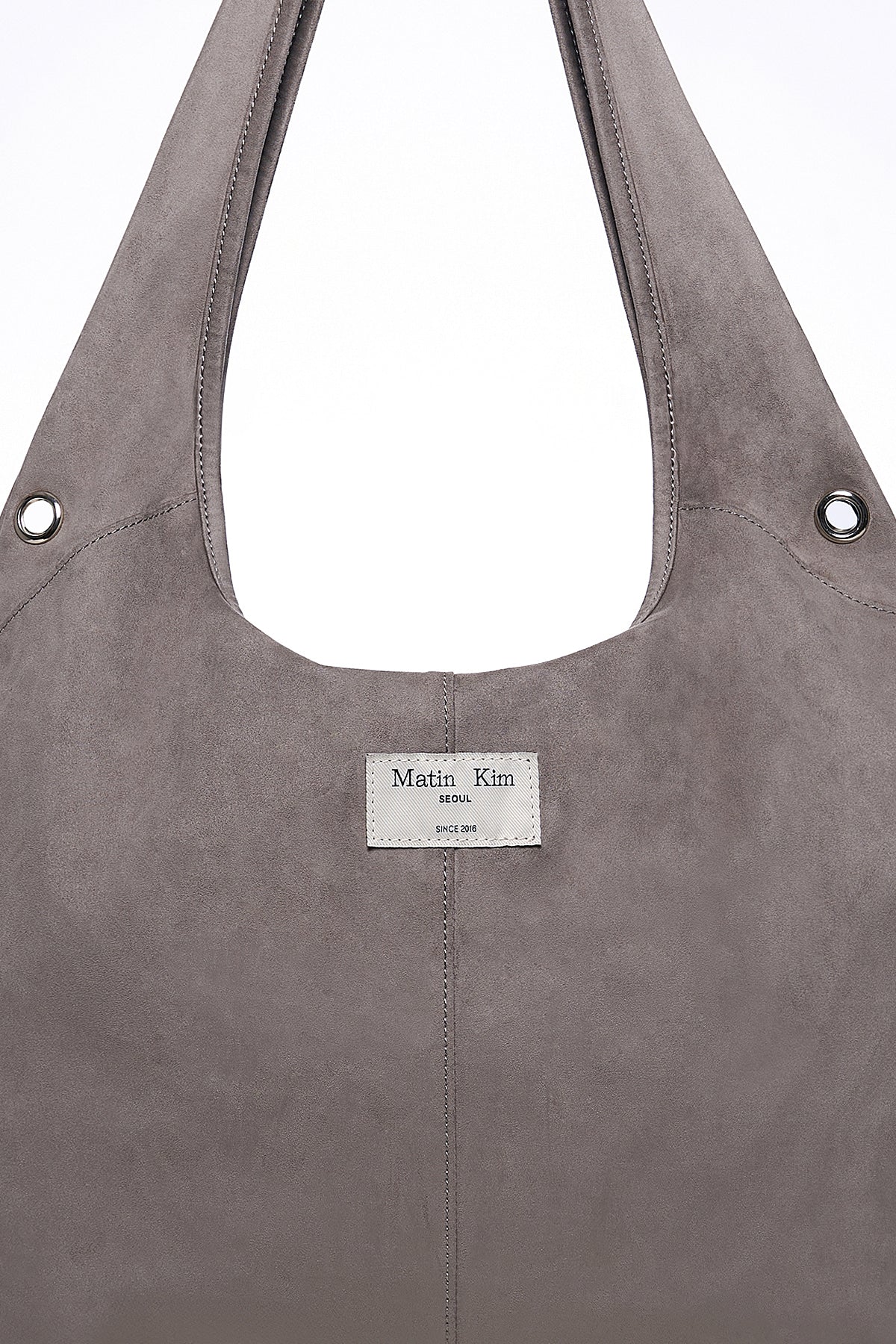 Matin Kim - Logo Point Suede Round Ecobag (Charcoal) product image 4 | TRAB K-Fashion Australia