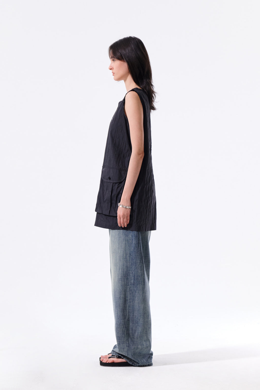 Matin Kim - Raw Edge Patch Pocket Sleeveless Dress (Black) product image 7 | TRAB K-Fashion Australia