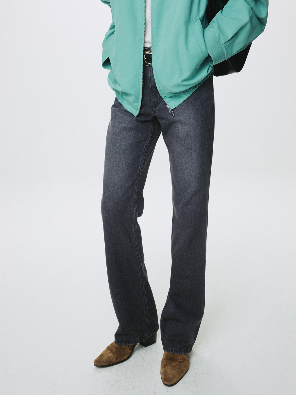 Tonywack - Flared-Leg Distressed Denim Jeans (Washed Black) product image 1 | TRAB K-Fashion Australia