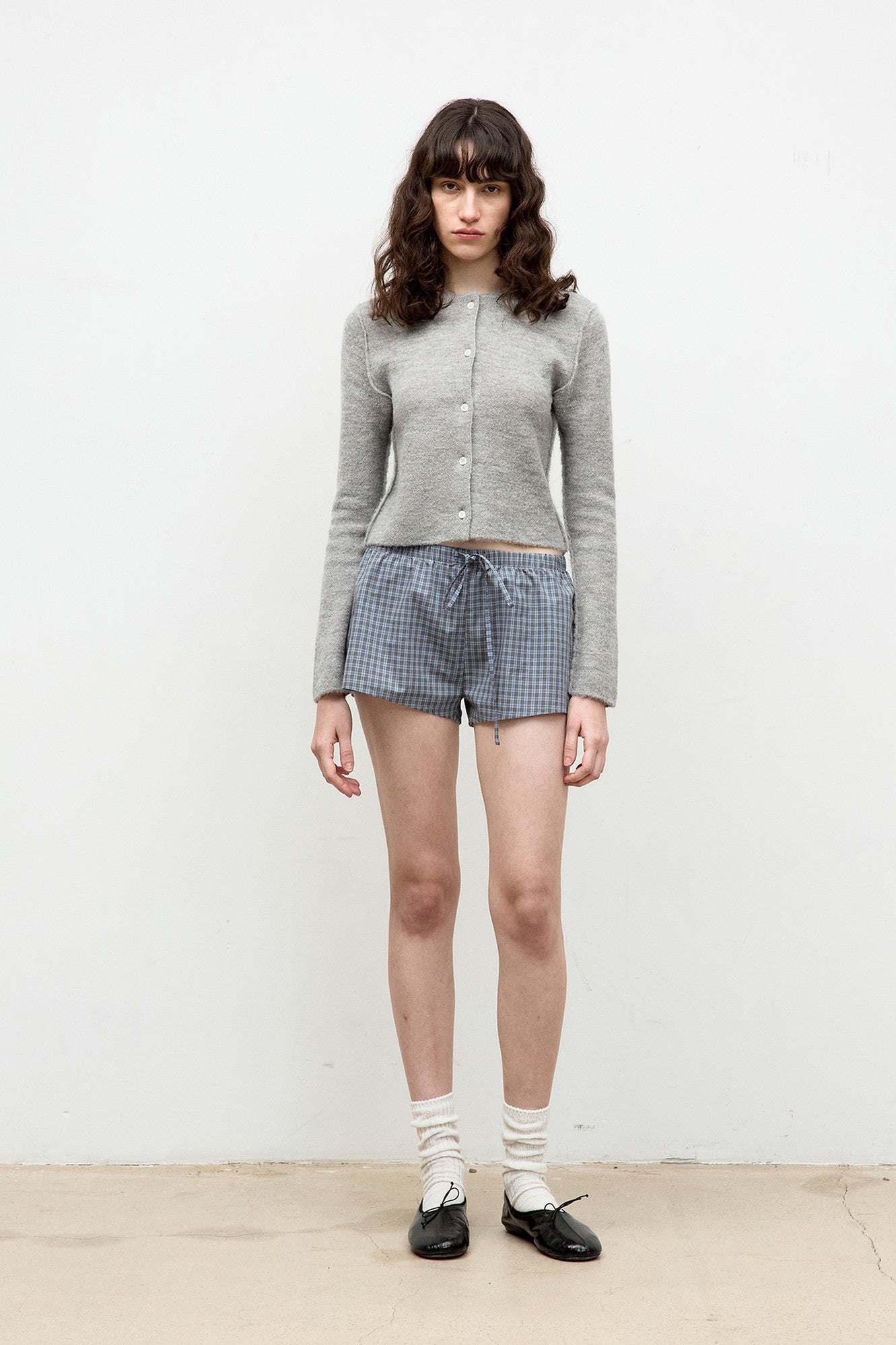 Coor - Double Layer Crop Cardigan (Melange Gray) product image 2 | TRAB K-Fashion Australia