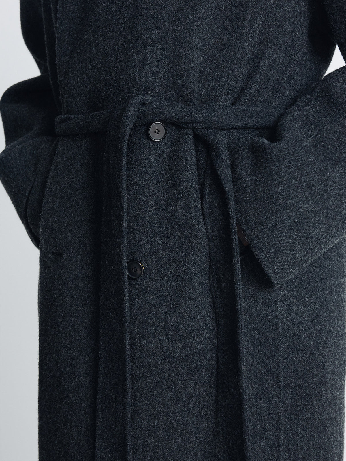 Tonywack - Hand-Made Wool Belted Double Coat (Melange Charcoal) product image 8 | TRAB K-Fashion Australia