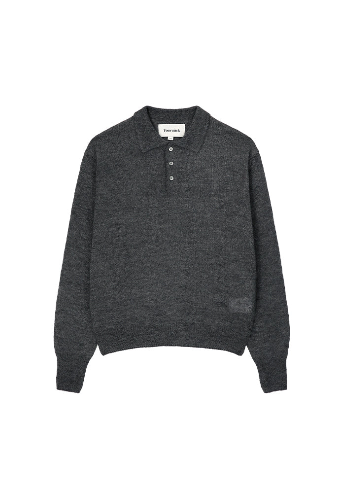 Tonywack - Italian Fabric Brushed Mohair Polo Knit (Charcoal) product image 5 | TRAB K-Fashion Australia