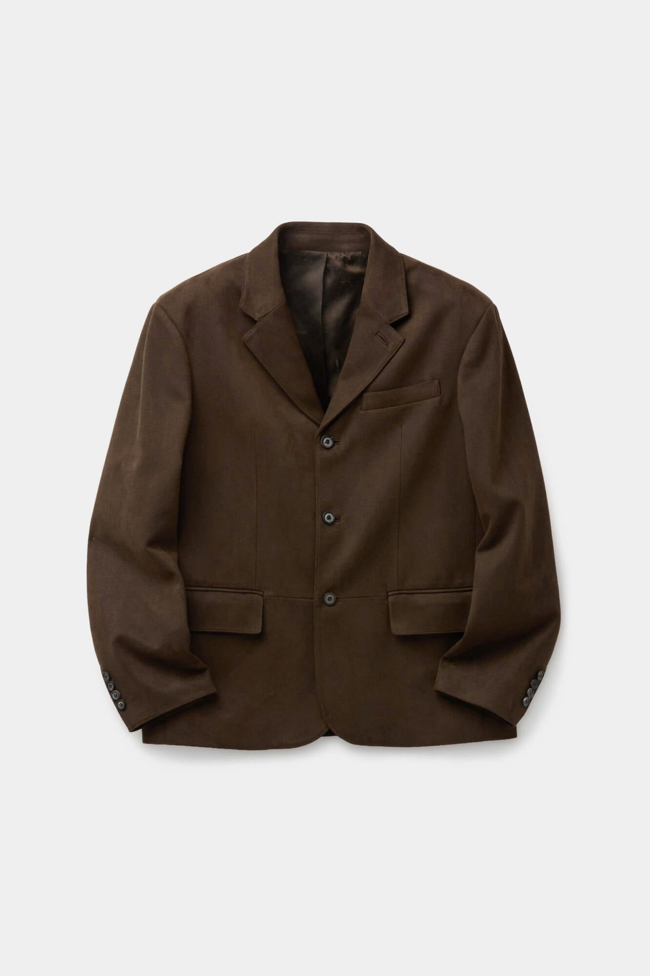 Coor - Fake Suede 3-Button Blazer (Dark Brown) product image 1 | TRAB K-Fashion Australia