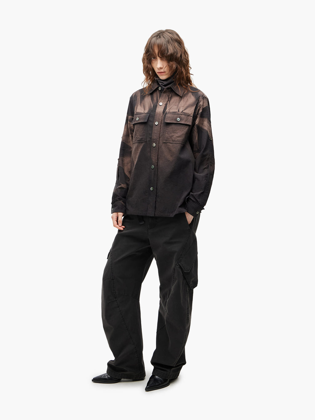 Jiyong Kim - Sun-Bleached Raw-Edge Shirt (Black) product image 3 | TRAB K-Fashion Australia