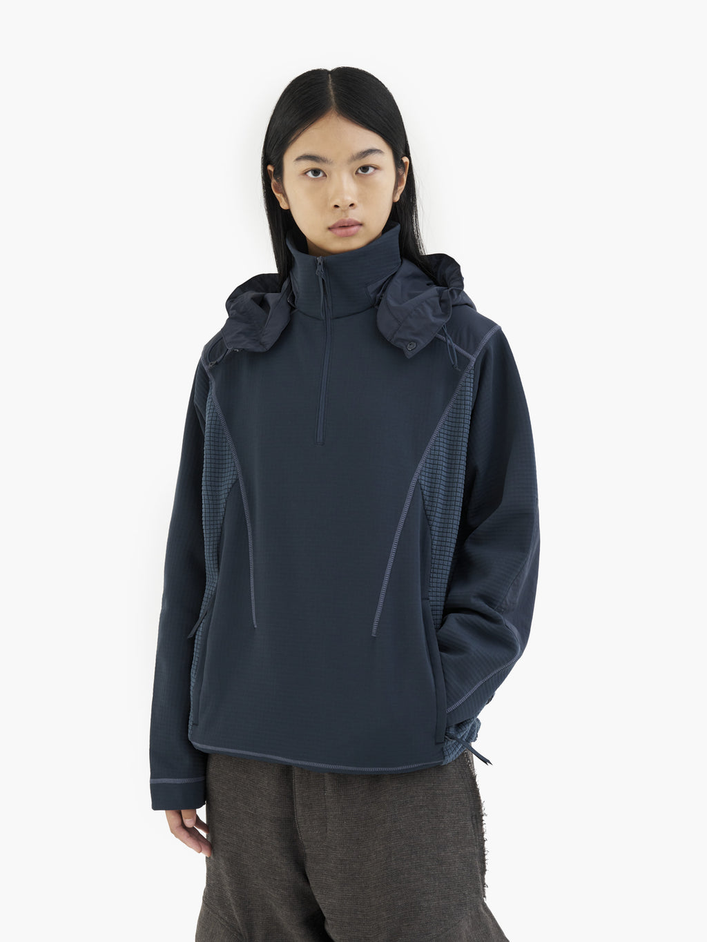 Jiyong Kim - Hooded Half Zip-Up (Navy) product image 8 | TRAB K-Fashion Australia