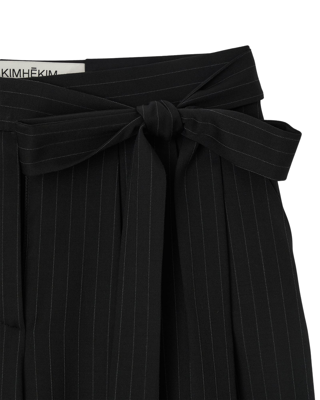 Kimhe Kim - Stripe Wool-Blend Belted Wide Leg Trousers (Black) product image 4 | TRAB K-Fashion Australia