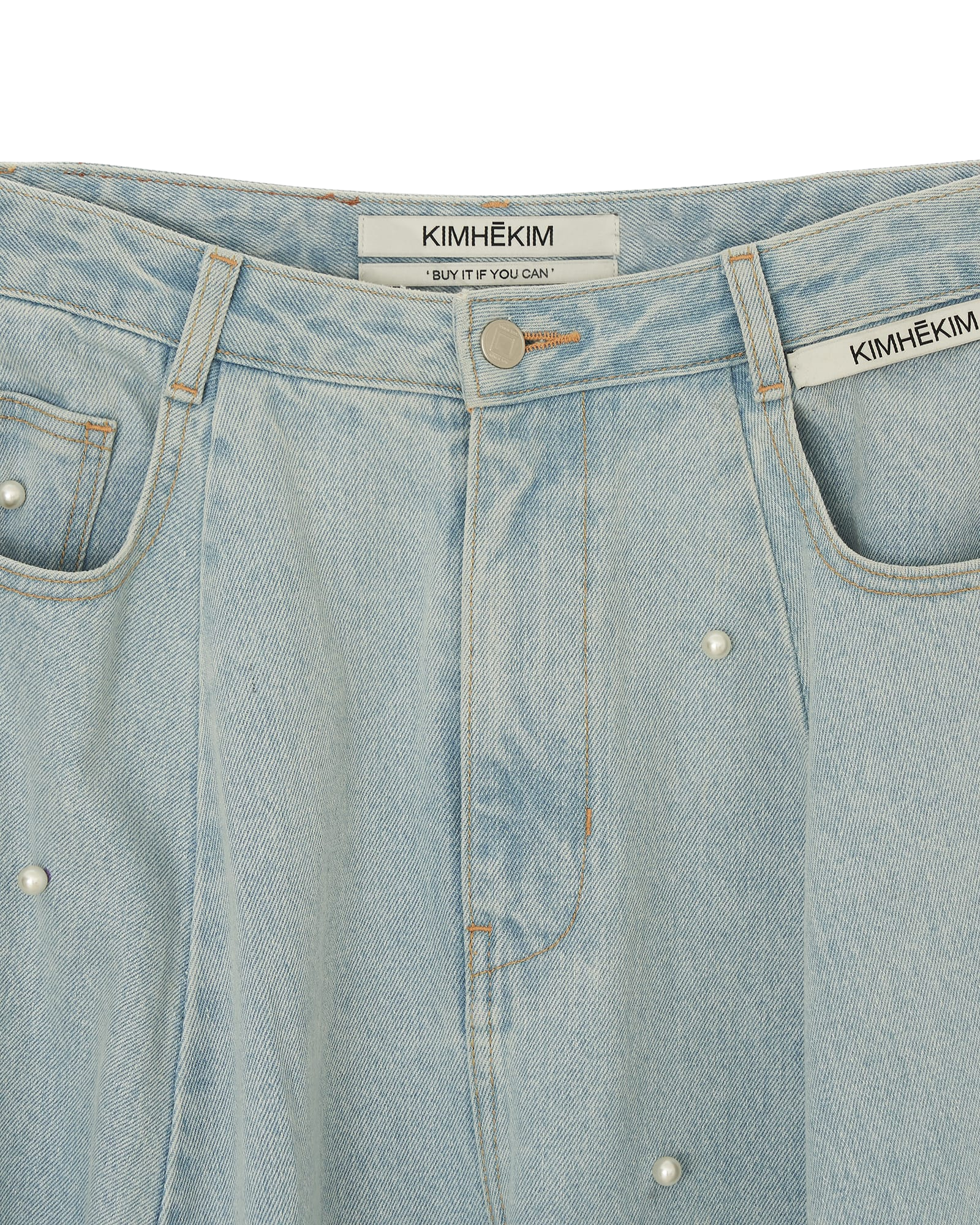 Kimhe Kim - Pearl Embellished Balloon Fit Jeans (Sky Blue) product image 12 | TRAB K-Fashion Australia