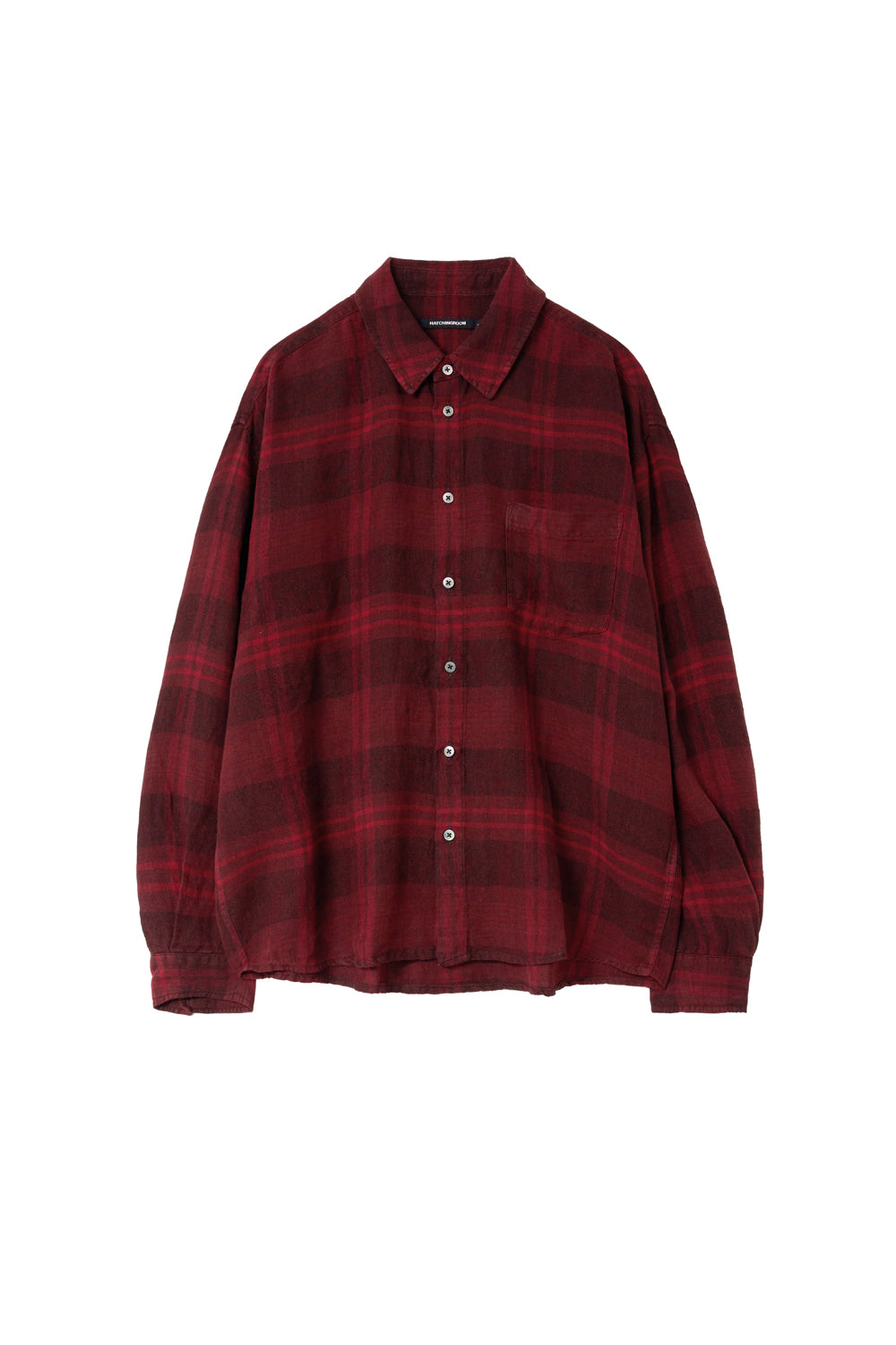 Hatchingroom - Classic Shirt Linen Big Check Dark (Red) product image 1 | TRAB K-Fashion Australia