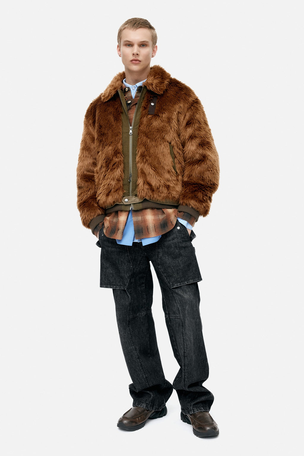 Andersson Bell - Unisex Flight Fur Bomber Jacket (Brown) product image 1 | TRAB K-Fashion Australia