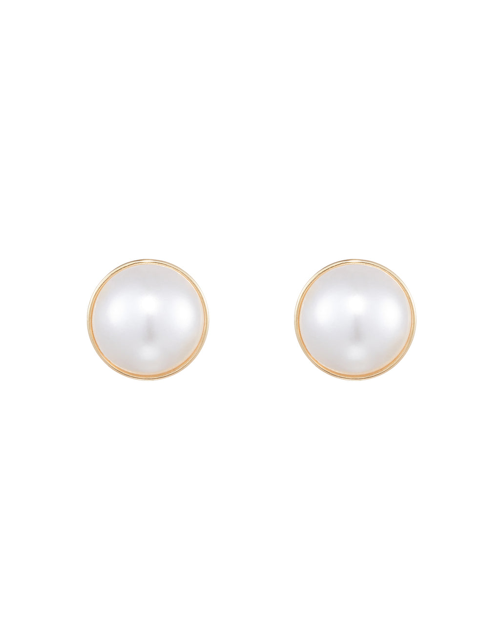 Numbering - Round Bezel Pearl Stud Earrings #9132 product image 2 | TRAB K-Fashion Australia