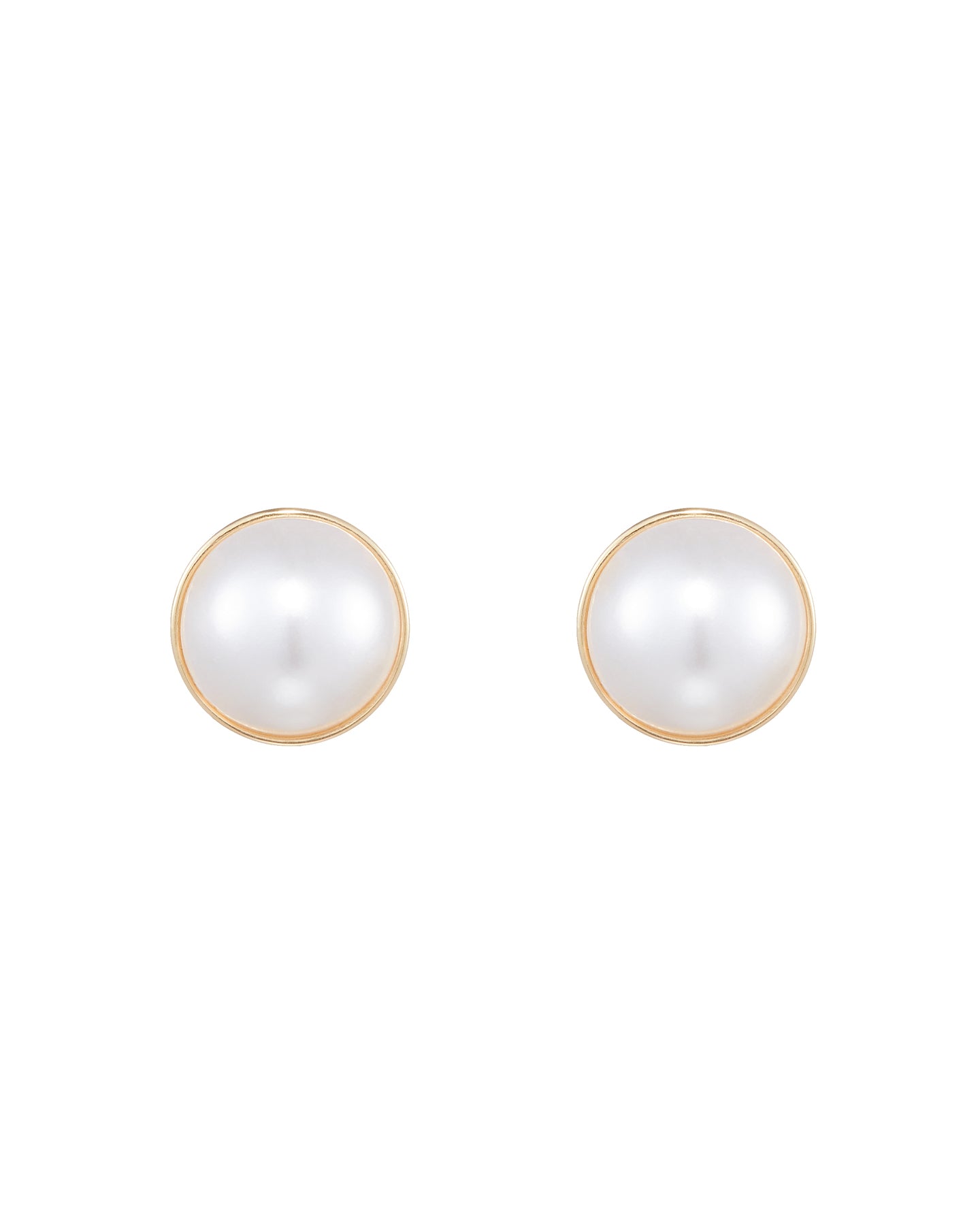 Numbering - Round Bezel Pearl Stud Earrings #9132 product image 2 | TRAB K-Fashion Australia