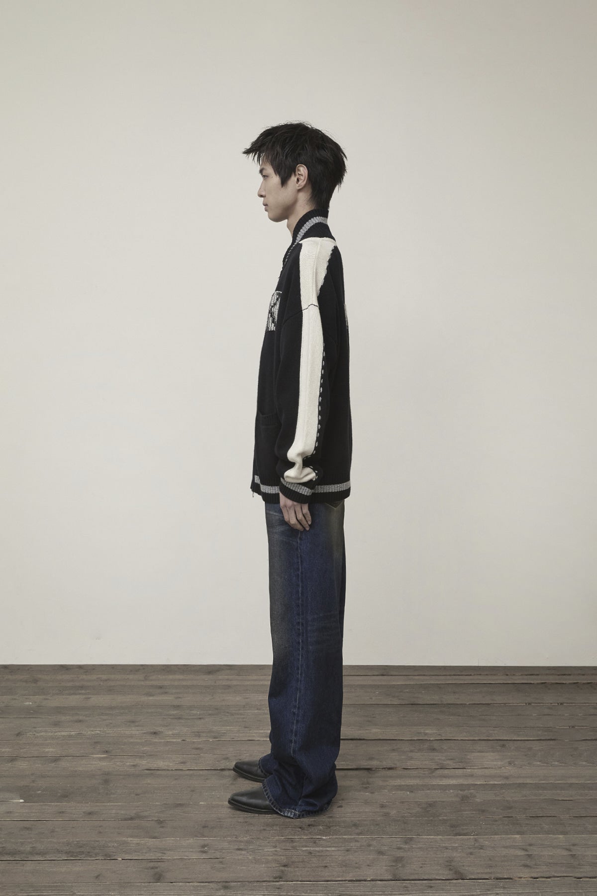 Matin Kim - Matin Kim Initial Knit Zip Up (Black) product image 6 | TRAB K-Fashion Australia