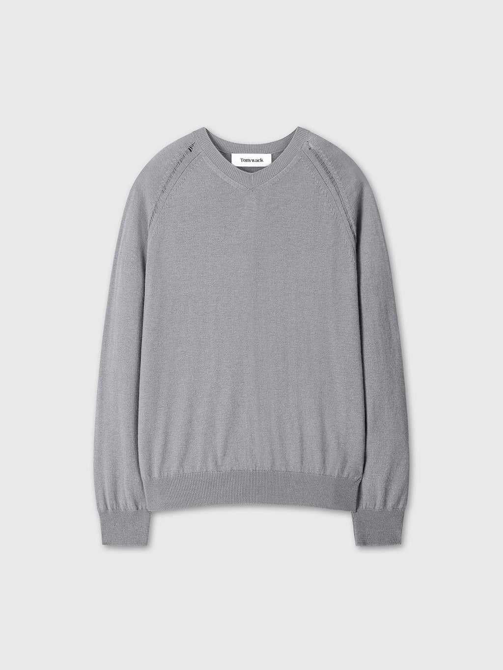Tonywack - Super Fine Merino Wool Distressed V- Neck Knit (Steel Grey) product image 11 | TRAB K-Fashion Australia