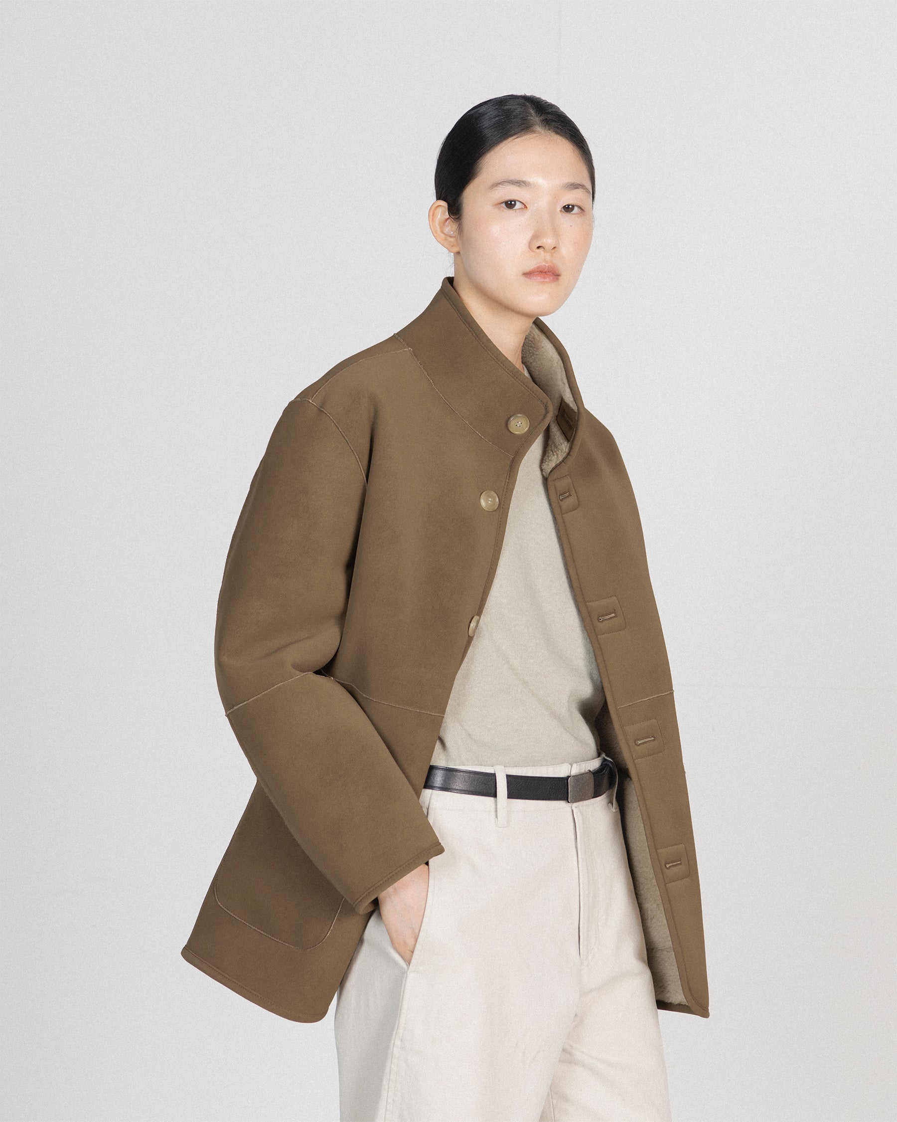 Brownyard - Reversible Shearling Jacket (Beige) product image 4 | TRAB K-Fashion Australia