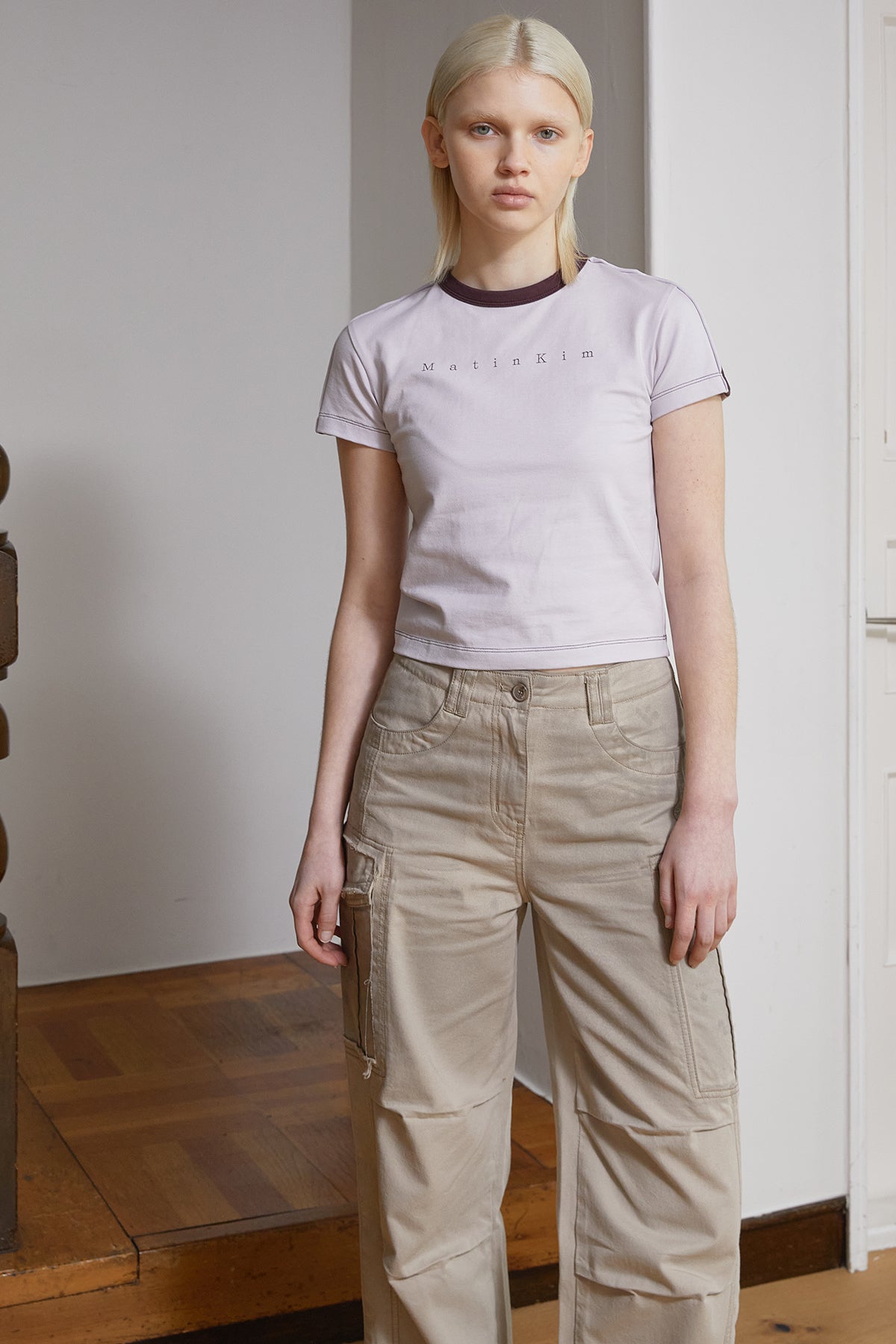 Matin Kim - Color Line Point Logo Crop Top (Lilac) product image 10 | TRAB K-Fashion Australia