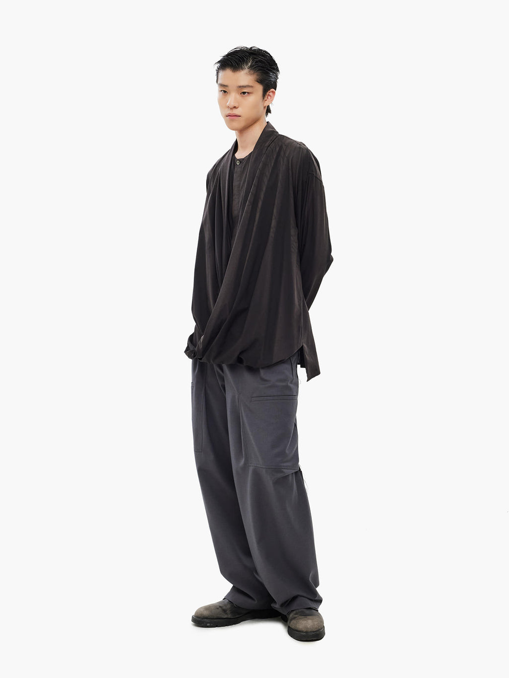 Jiyong Kim - Raw Edged 3D Pocket Trousers (Grey) product image 1 | TRAB K-Fashion Australia