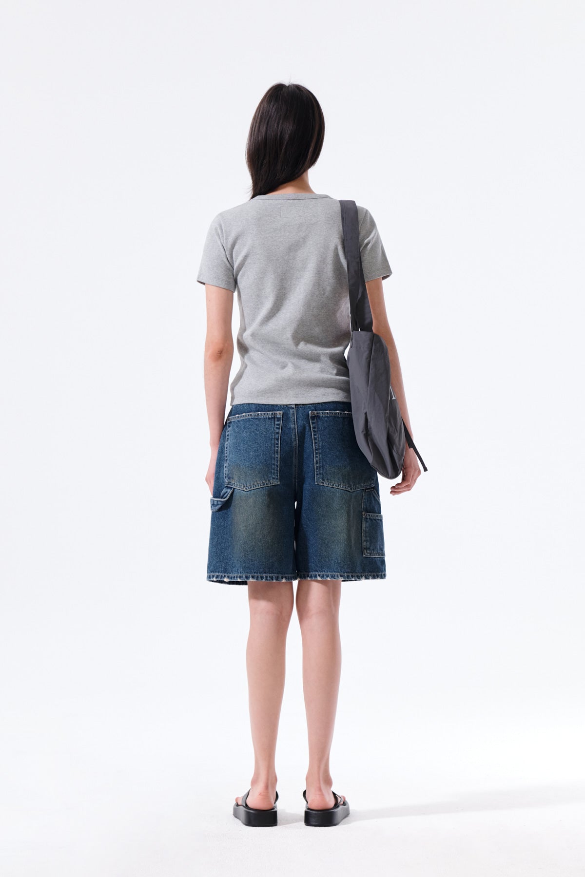 Matin Kim - Carpenter Bermuda Denim Pants (Blue) product image 8 | TRAB K-Fashion Australia