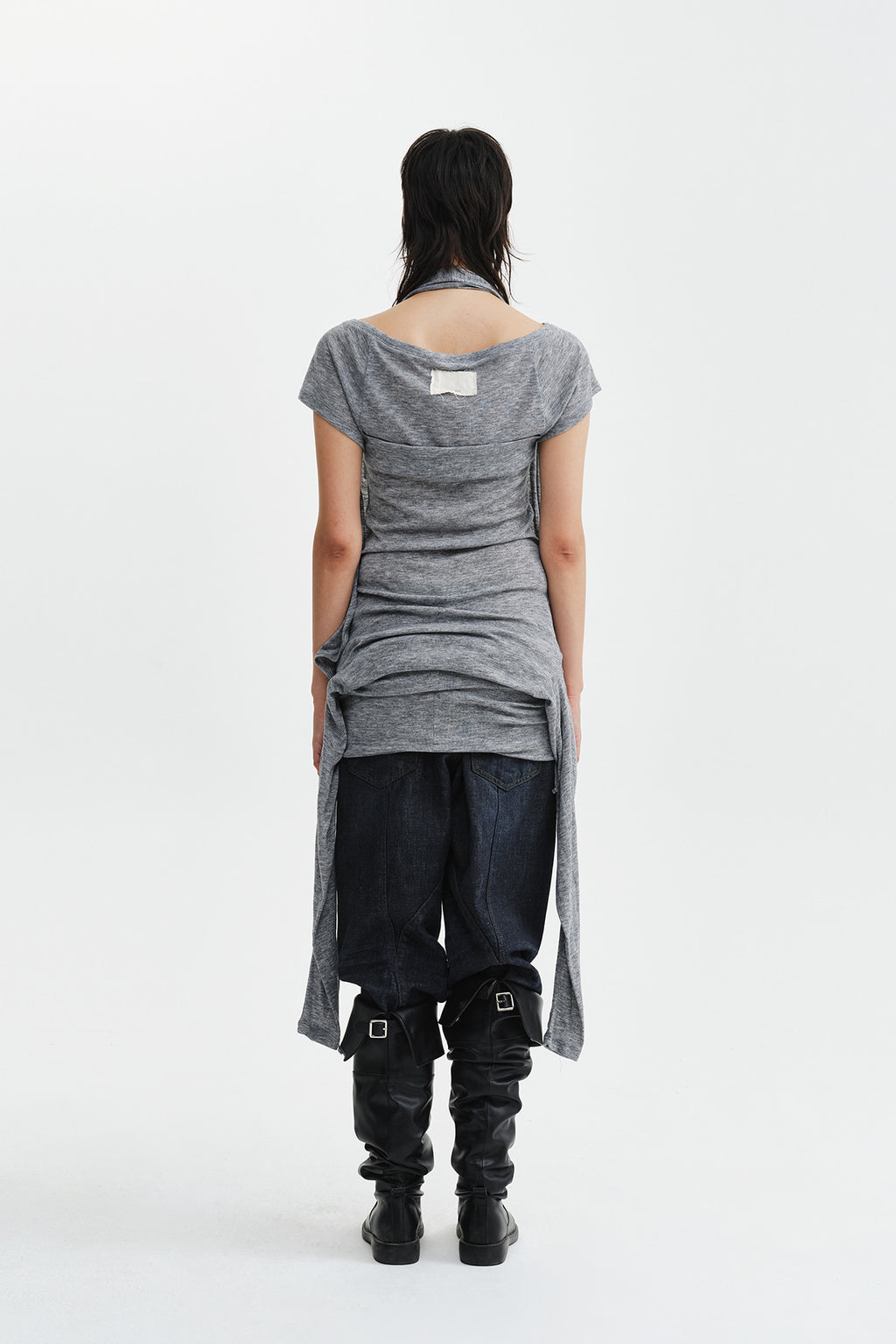 Matin Kim - Two Way Layered Jersey Dress (Grey) product image 8 | TRAB K-Fashion Australia